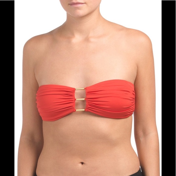 Carmen Marc Valvo swim bandeau bikini top convertible halter strapless - Picture 3 of 13